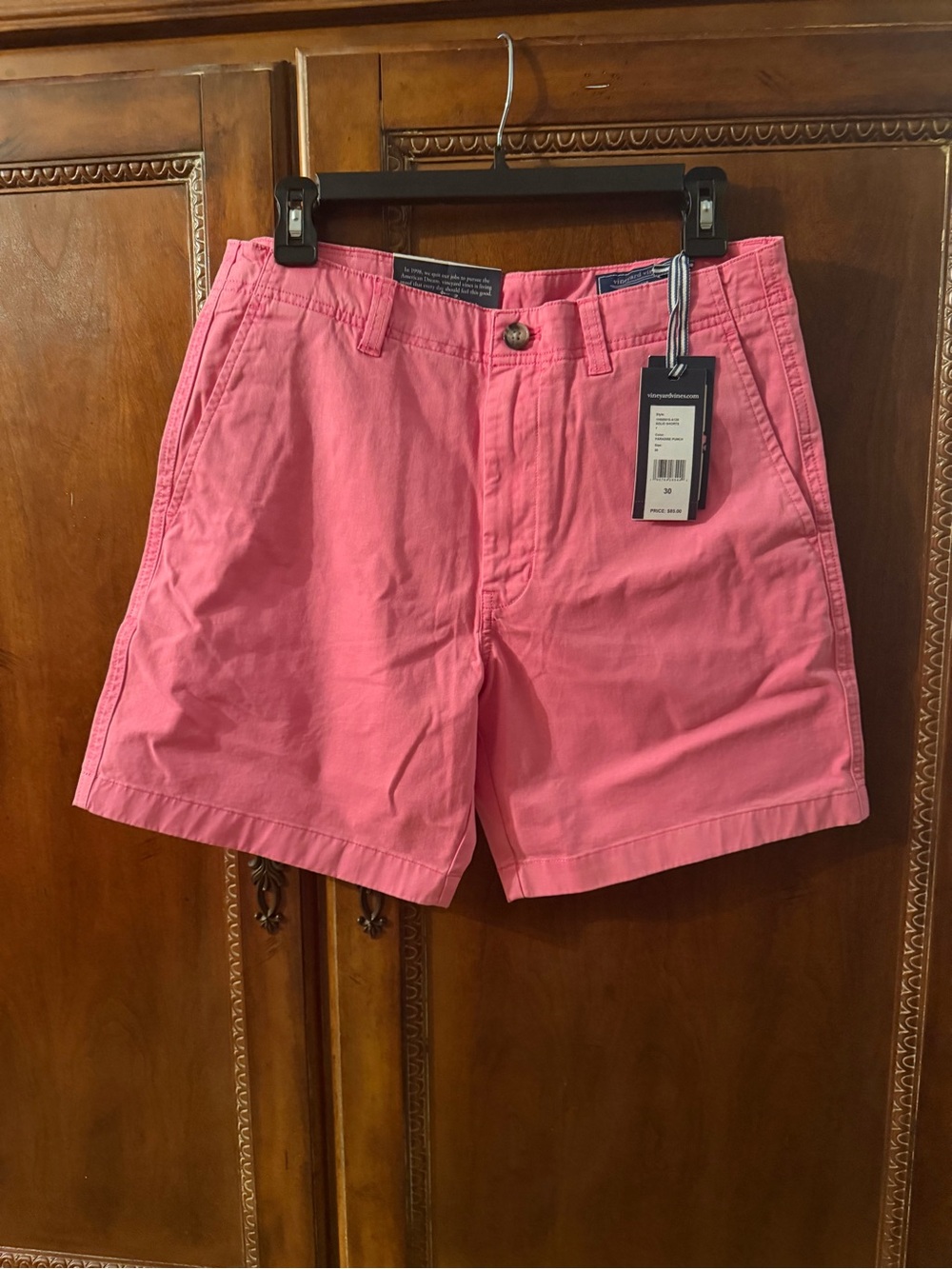 Vineyard Vines Men's Bright Pink Flat Front Chino Shorts